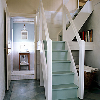 楼梯,浴室,背景,19世纪,德国,房子,装饰,斯堪的纳维亚,风格