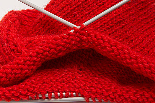 编织,红色,袜子,缝纫,针,特写