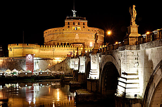 桥,天使,城堡,罗马,拉齐奥,意大利,欧洲