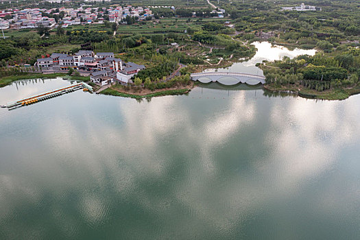 石家庄市,龙泉湖湿地公园,航拍画面