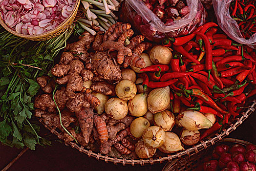 越南,湄公河三角洲,蔬菜,调味品