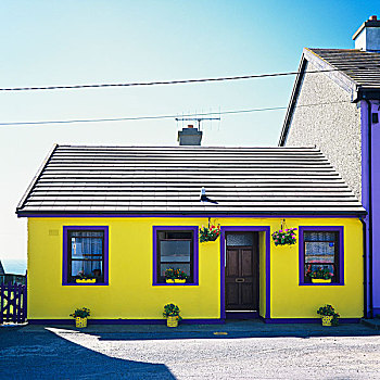 黄色,涂绘,房子,半岛,科克郡,爱尔兰