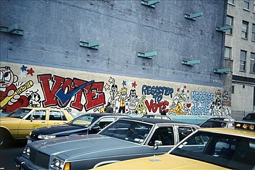 墙壁彩绘,西部,休斯顿,街道,纽约,美国