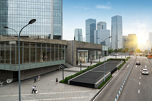 公路和现代城市建筑,金融中心