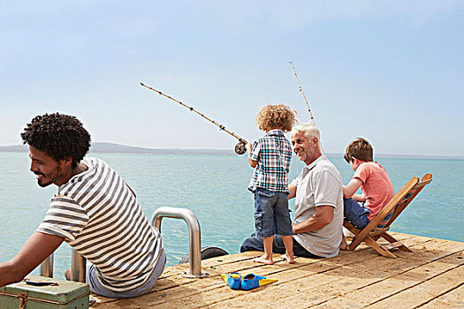 家庭,钓鱼,船屋,甲板,南非