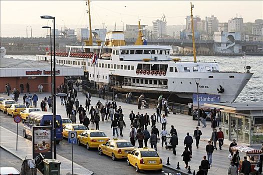 渡轮,出租车,队列,拥挤,伊斯坦布尔,土耳其