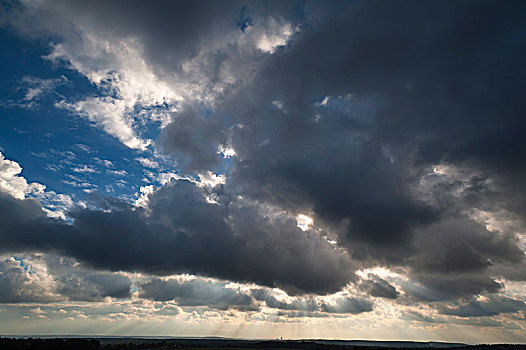 太阳,后面,积雨云,纽伦堡,商务,塔,巴伐利亚,德国,欧洲