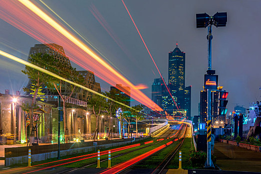 台湾高雄城市风光夜景