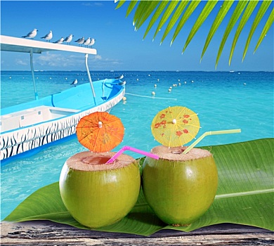 椰树,吸管,鸡尾酒,热带,加勒比,海滩