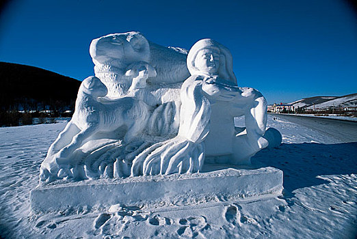 内蒙阿尔山雪塑