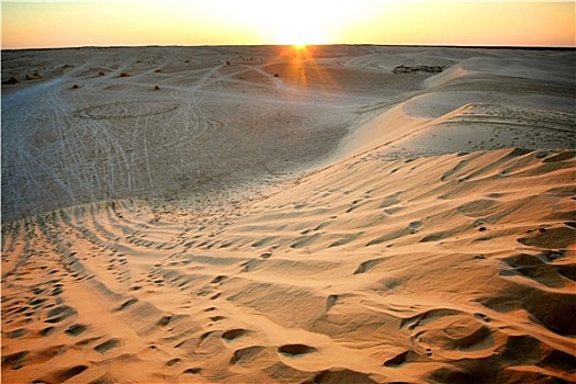 日落,撒哈拉沙漠