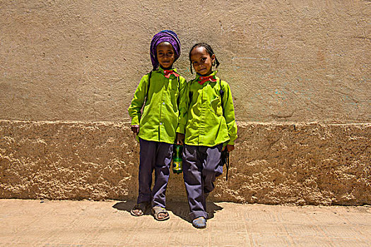 女学生,穿,校服,阿斯马拉,厄立特里亚,非洲
