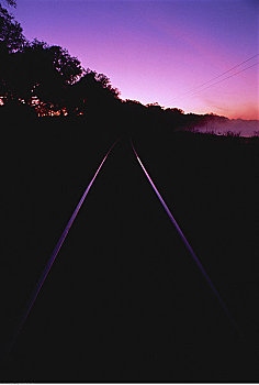 铁轨,日落,塔拉哈西,佛罗里达,美国