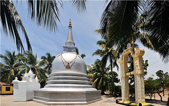 佛教,佛塔,棕榈树,斯里兰卡