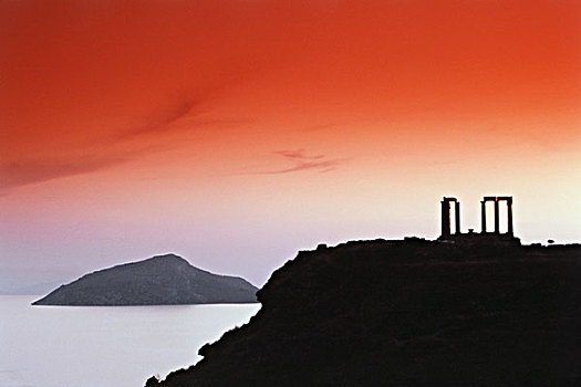 希腊,阿提卡,苏尼安岬,海神殿,大幅,尺寸