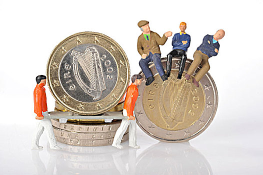 小雕像,爱尔兰,欧元,硬币,担架,象征,图像,金融,危机