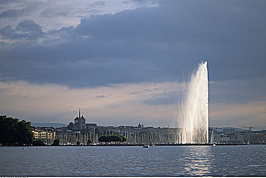 日内瓦,喷泉,日内瓦湖,瑞士