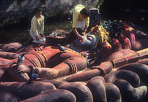 著名,神祠,毗湿奴,加德满都山谷,牧师,乡村,尼泊尔