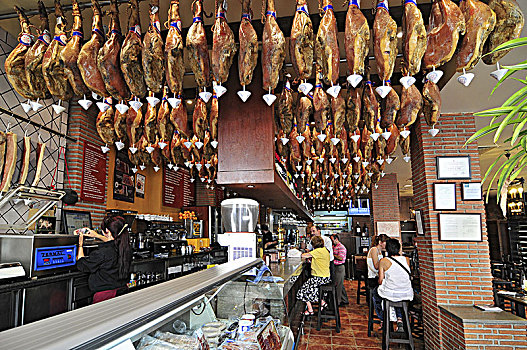 腌制火腿,悬挂,餐馆,格拉纳达,西班牙