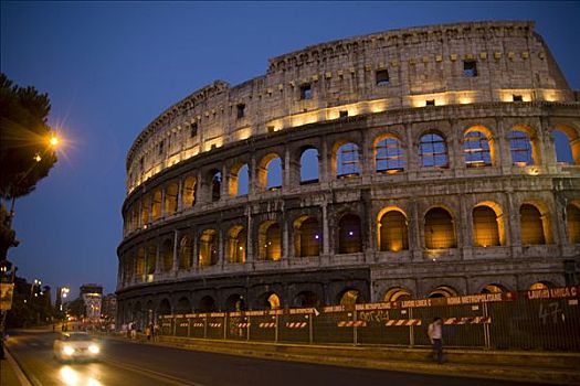 罗马角斗场,圆形剧场,夜晚,罗马,意大利,欧洲
