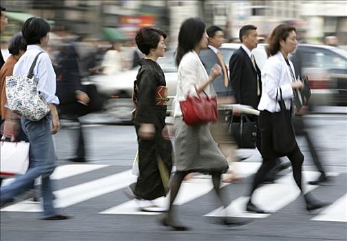 行人,人行横道,银座,东京,日本