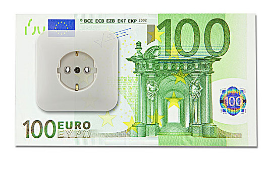 电,插座,欧元,货币,象征,图像,高