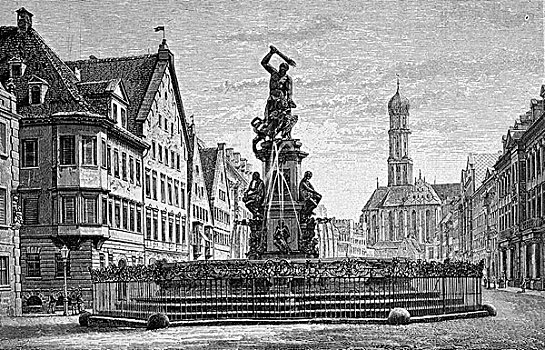 喷泉,奥格斯堡,巴伐利亚,德国,历史,1893年