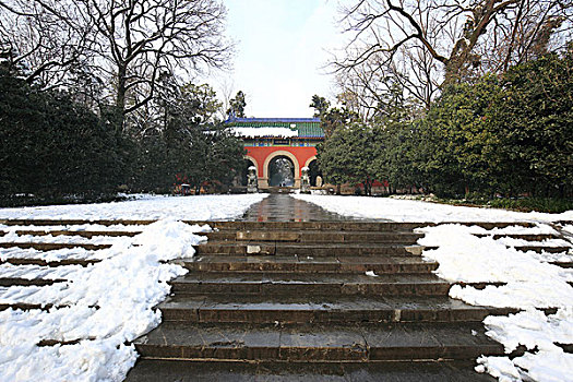 南京灵谷寺景区雪景