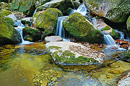 瀑布,红叶,流水,山泉