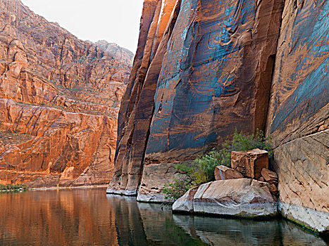 陡峭,岩石,峭壁,海岸线,科罗拉多河,亚利桑那,美国