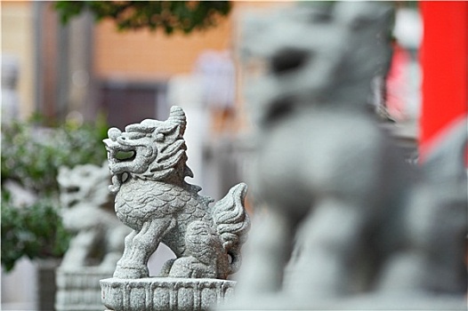 狮子,石像,中国寺庙