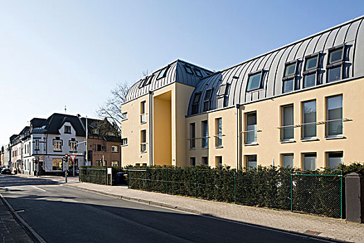 郊区,街道,现代主义,设计,公寓楼,克莱菲德,北莱茵威斯特伐利亚,德国