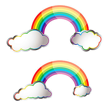 两个,鲜明,彩色,彩虹,绒毛状,云