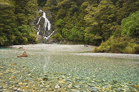 瀑布,南岛,新西兰