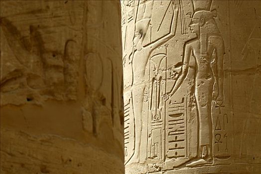 铭刻,象形文字,石头,柱子,卡尔纳克神庙,路克索神庙,埃及,北非