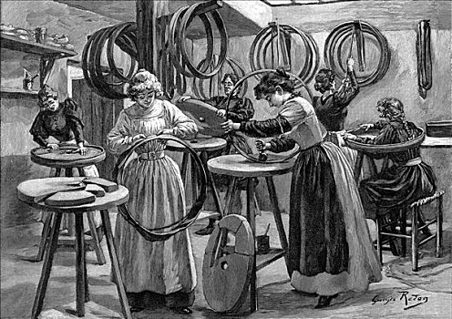 女人,制作,气体力学,轮胎,自行车,法国,1896年,艺术家,未知