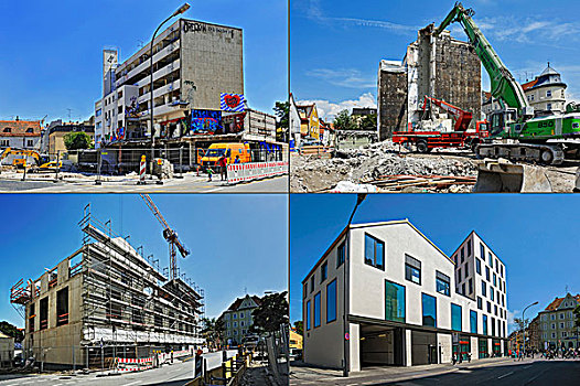毁坏,重建,商业建筑,慕尼黑,上巴伐利亚,巴伐利亚,德国,欧洲