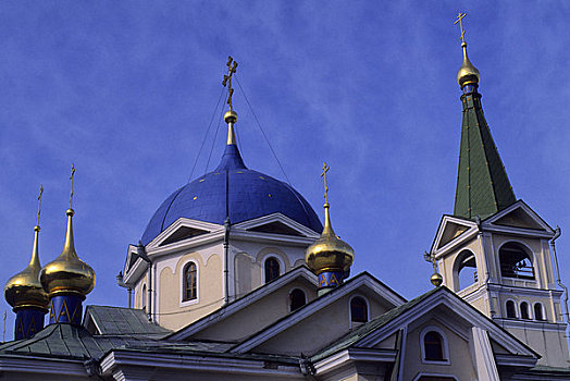 俄罗斯,西伯利亚,教堂,洋葱形屋顶