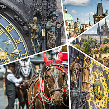 抽象拼贴画,布拉格,共和国,图像,旅行,背景,照片
