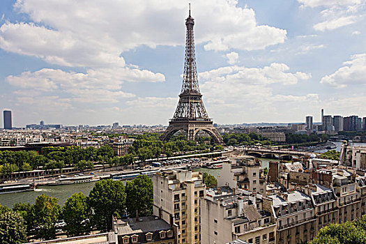 埃菲尔铁塔,塞纳河,风景,平台,酒店,香格里拉,巴黎,法国,欧洲