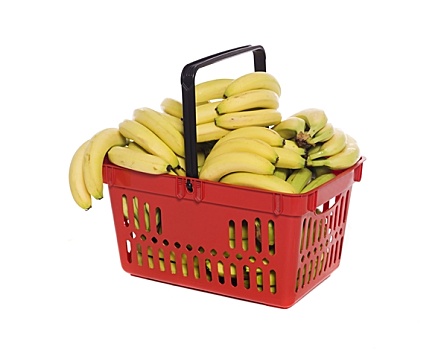 购物篮,香蕉,隔绝,白色背景