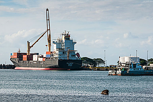 货船,港口,乌波卢岛,萨摩亚群岛