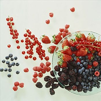 新鲜,浆果,旁侧,玻璃碗