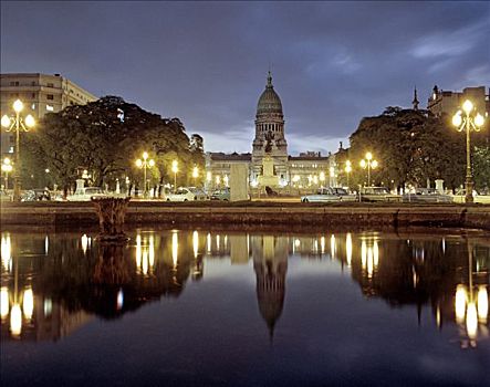 议会,黃昏,国会,建筑,区域,布宜诺斯艾利斯,阿根廷