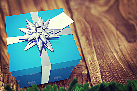 蓝色,圣诞礼物,丝带,白色