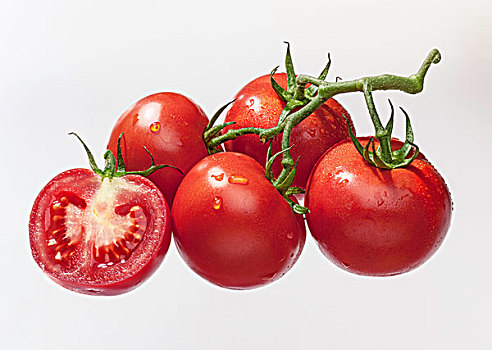 西红柿,圆锥花序,串,切片,工作室,茄属植物