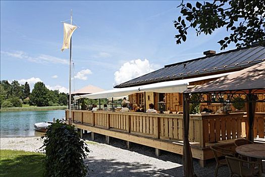 餐馆,湖,泰根湖,上巴伐利亚,德国
