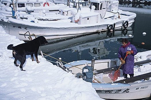 雪,渔船