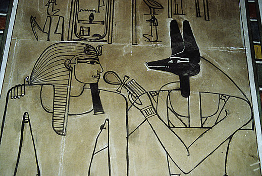 埃及,靠近,路克索神庙,帝王谷,室内,壁画,国王,墓地