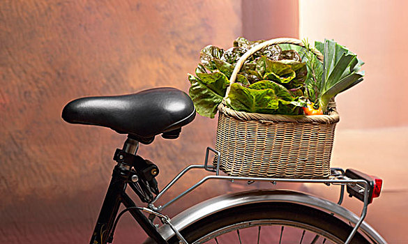 篮子,蔬菜,自行车